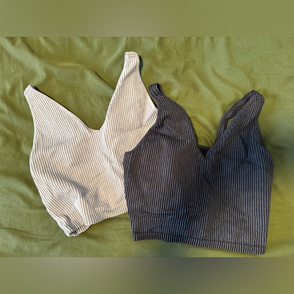 90 Degree By Reflex Ribbed Tank Tops - Black and Gray